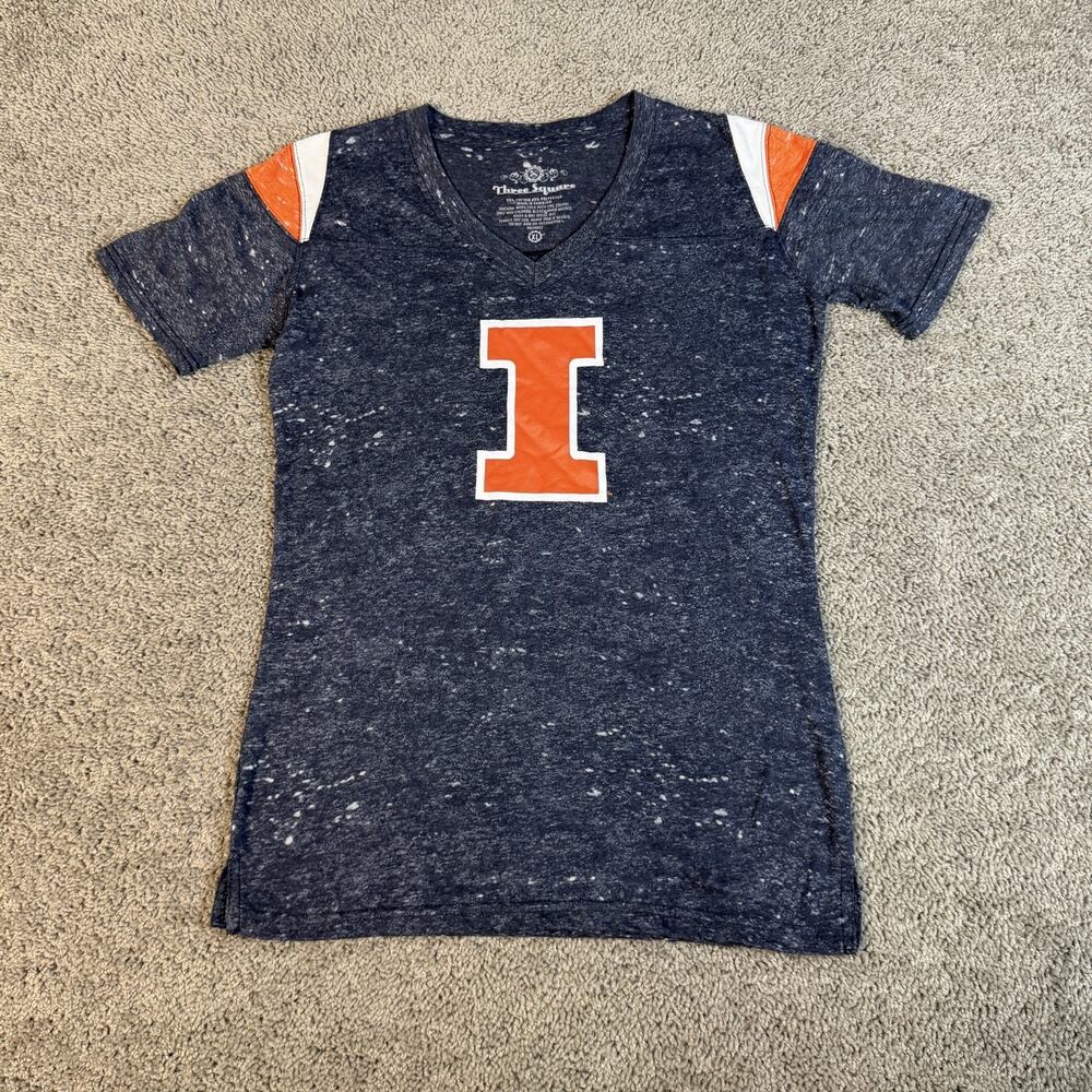 Illinois Shirt Womens XL Blue NCAA Football Three Square Team Apparel